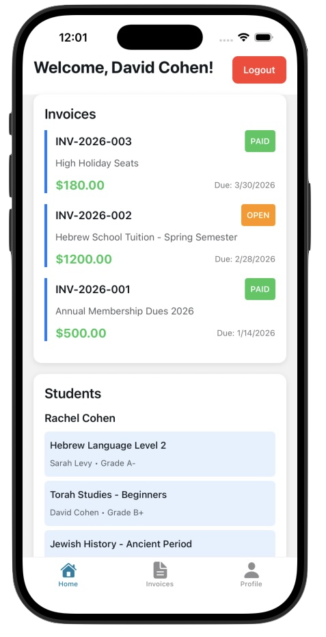 ShulNET 2.0 Mobile App Integration