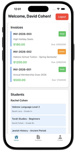ShulNET 2.0 Mobile App Integration